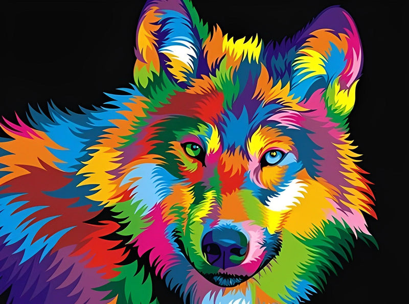 Multicolored Wolf 5D DIY Diamond Painting Kits