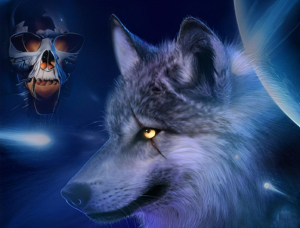 Gray Wolf and Skeleton Diamond Painting