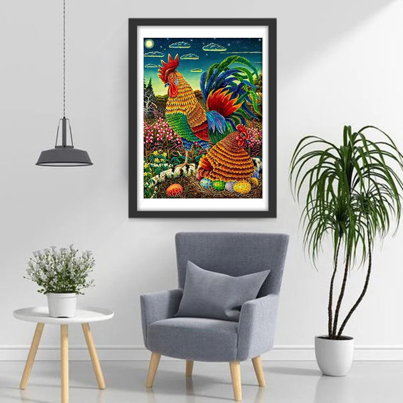 Colourful Cock Easter Diamond Painting