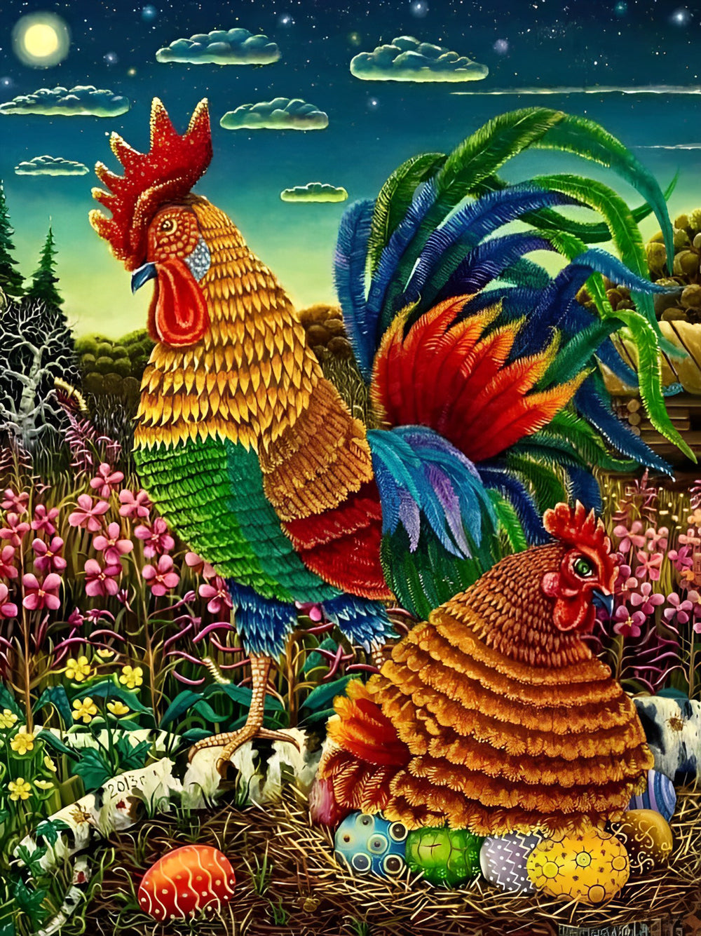 Colourful Cock Easter Diamond Painting