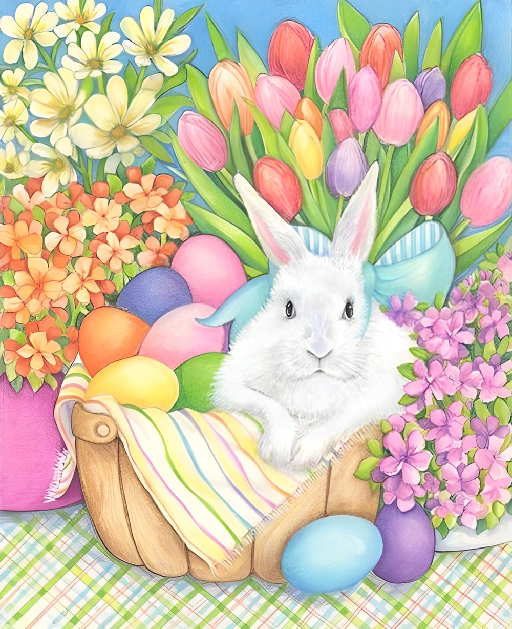 Easter White Rabbit Party Diamond Painting