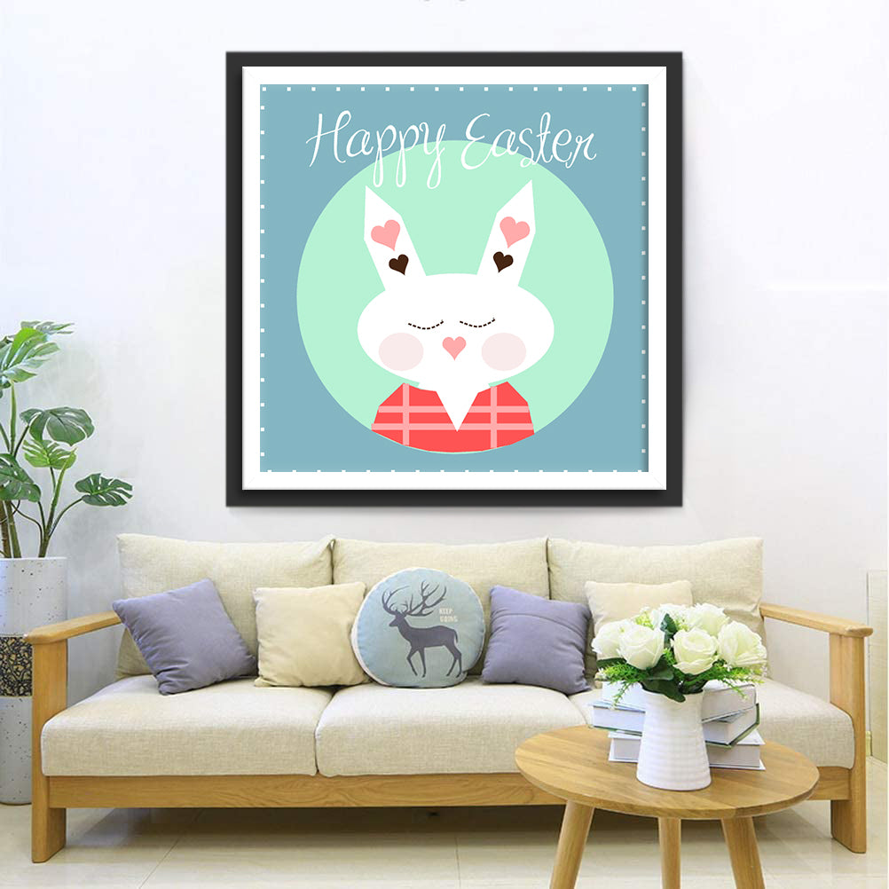 Easter White Rabbit Cartoon Diamond Painting