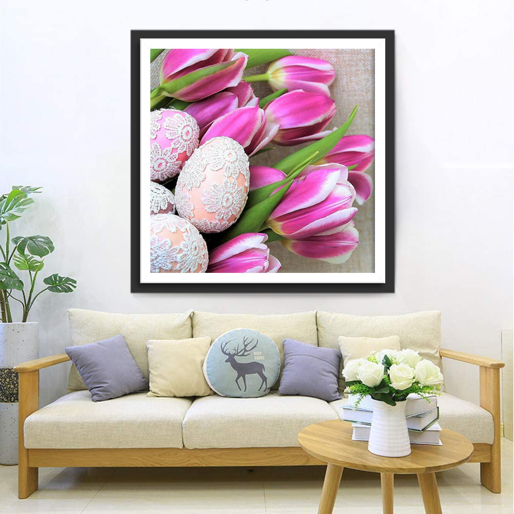 Tulips and Flower Easter Eggs Diamond Painting