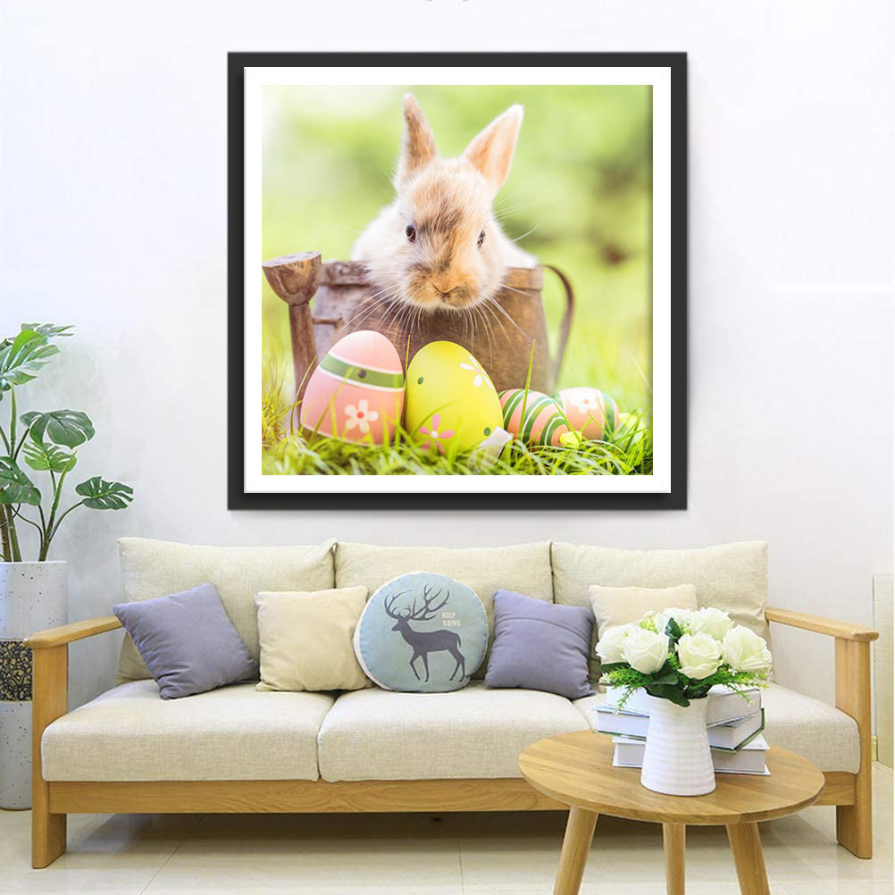 Cute Brown Easter Bunny Diamond Painting