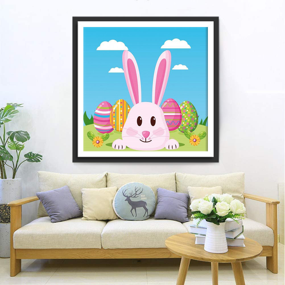 Pink Rabbit Cartoon Easter Diamond Painting