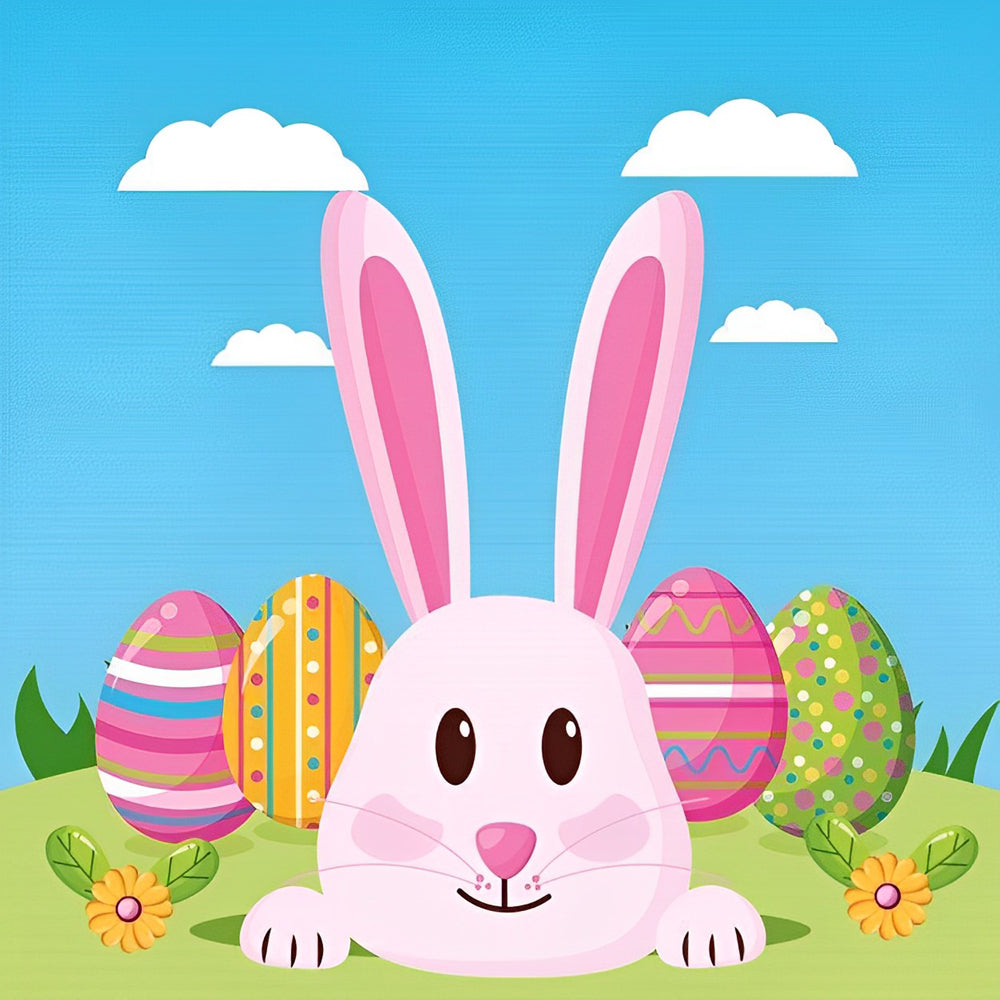 Pink Rabbit Cartoon Easter Diamond Painting