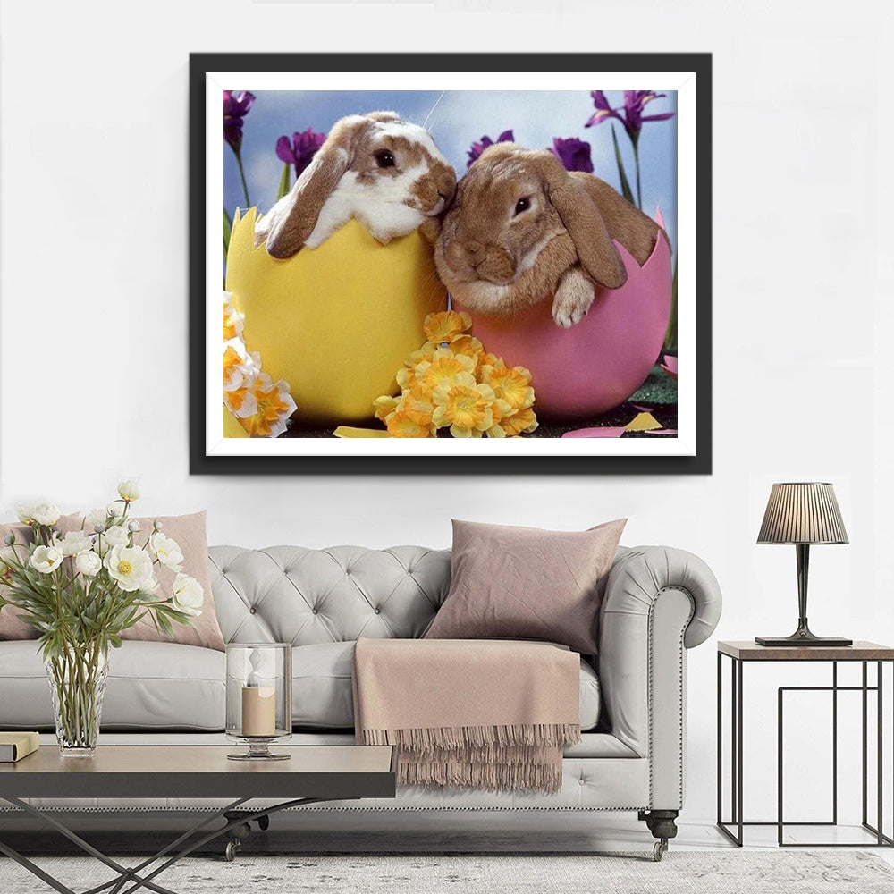 Two Rabbits in Easter Eggs Diamond Painting