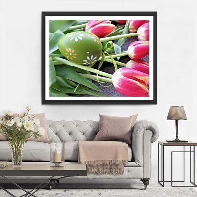 Pink Tulips and Easter Egg Party Diamond Painting