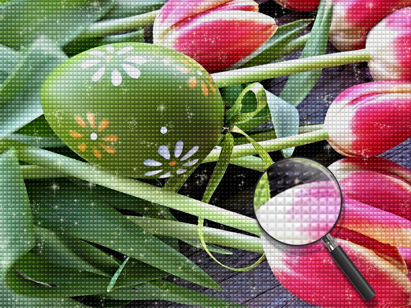 Pink Tulips and Easter Egg Party Diamond Painting