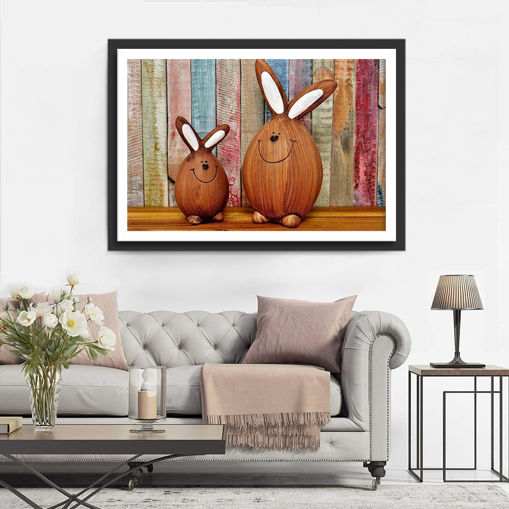 Easter Wooden Bunny Diamond Painting