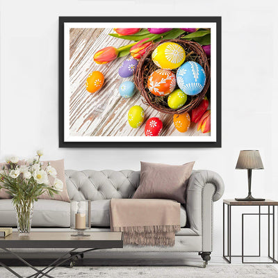 Festive Easter Eggs and Tulips Diamond Painting