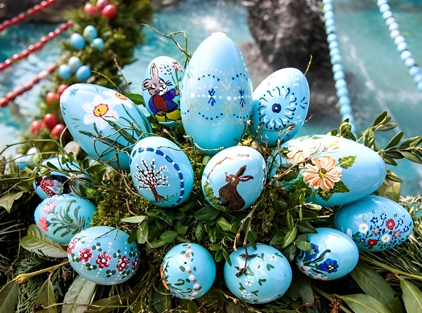 A Bouquet of Blue Easter Eggs Diamond Painting