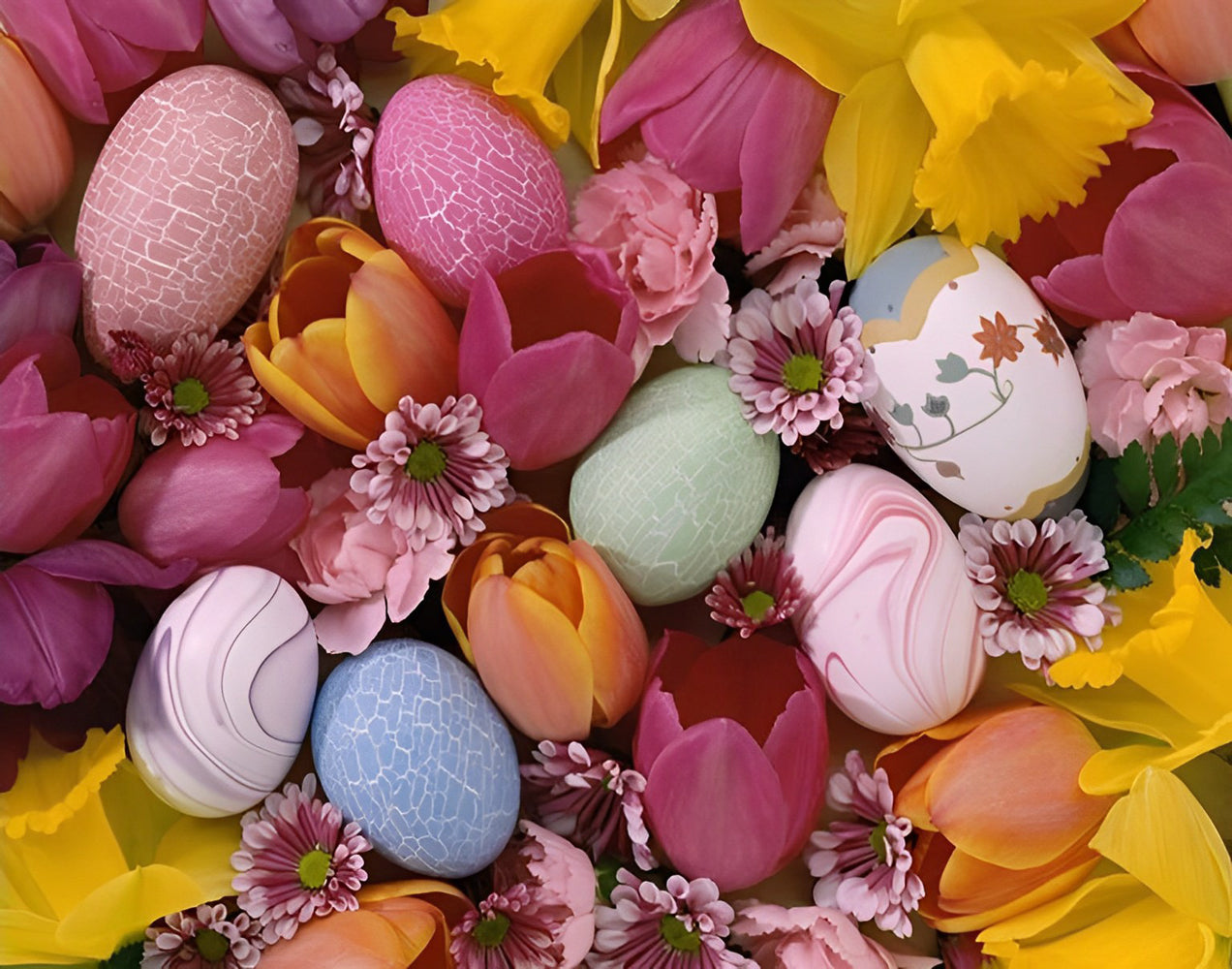 Easter Eggs and Flowers Diamond Painting