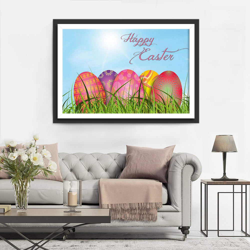 Easter Eggs in the Bushes Diamond Painting