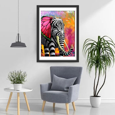 Zebra Striped Elephant Diamond Painting