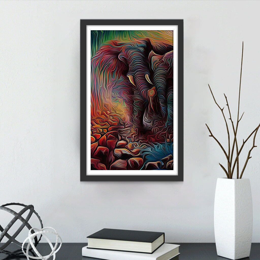 Colorful Line Elephants Diamond Painting