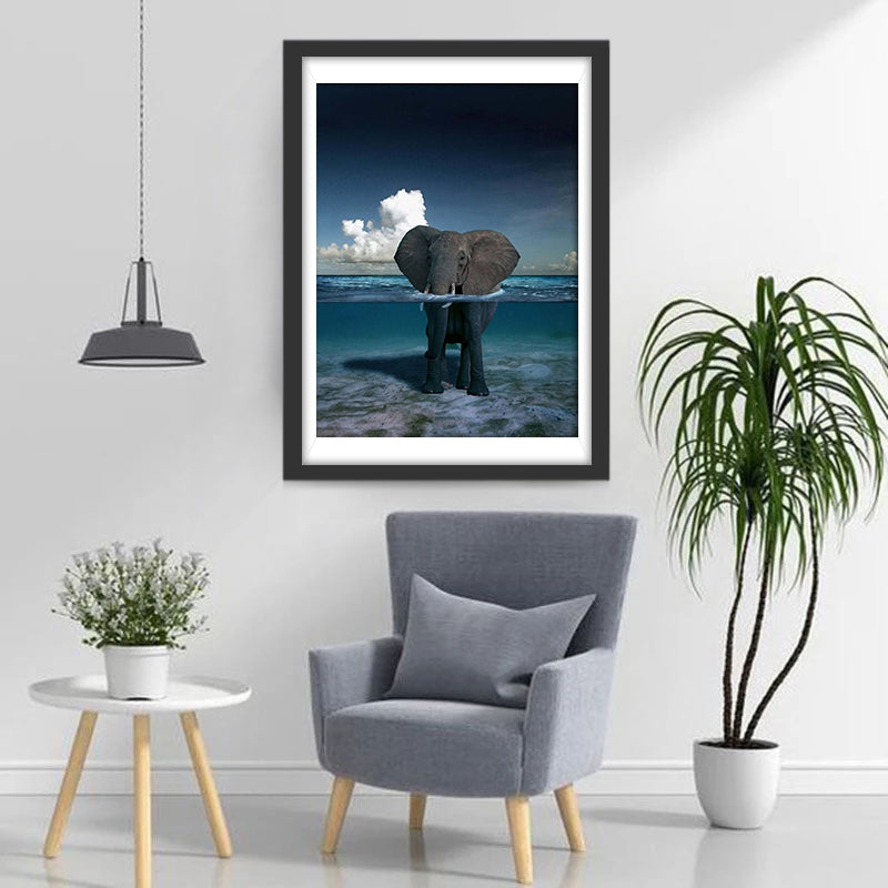 Elephant Standing in the Sea Diamond Painting