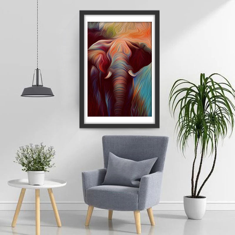 Elephant in multicolored lines Diamond Painting