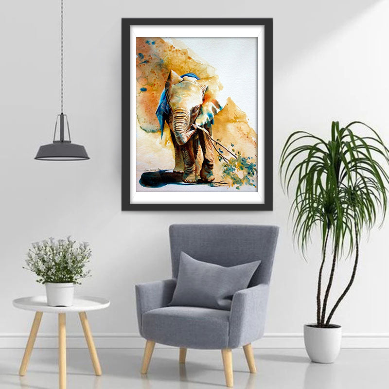 Golden Elephant and a Branch Diamond Painting