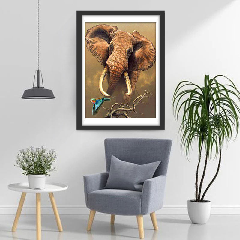 Elephant and Parrot Diamond Painting
