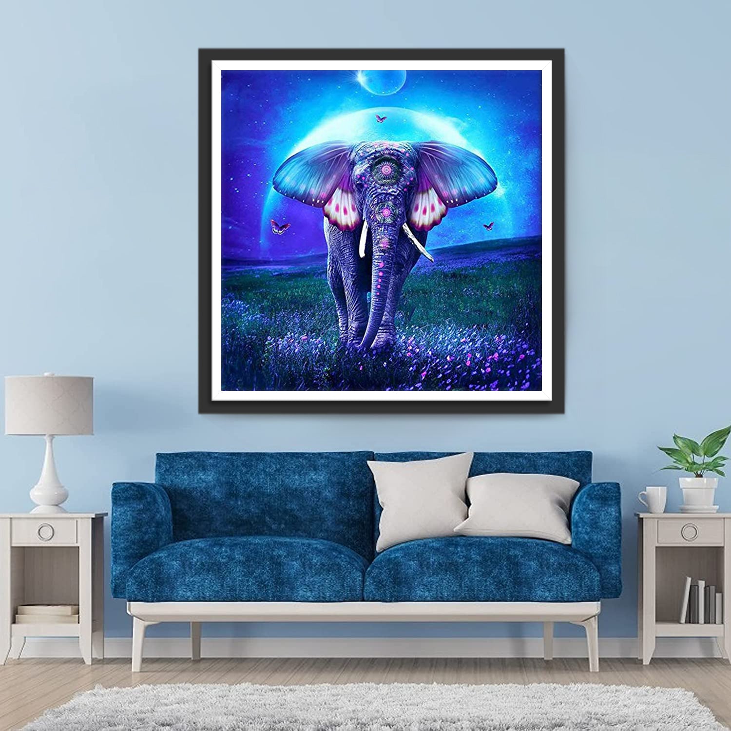 Elephant and the Blue Moon Diamond Painting