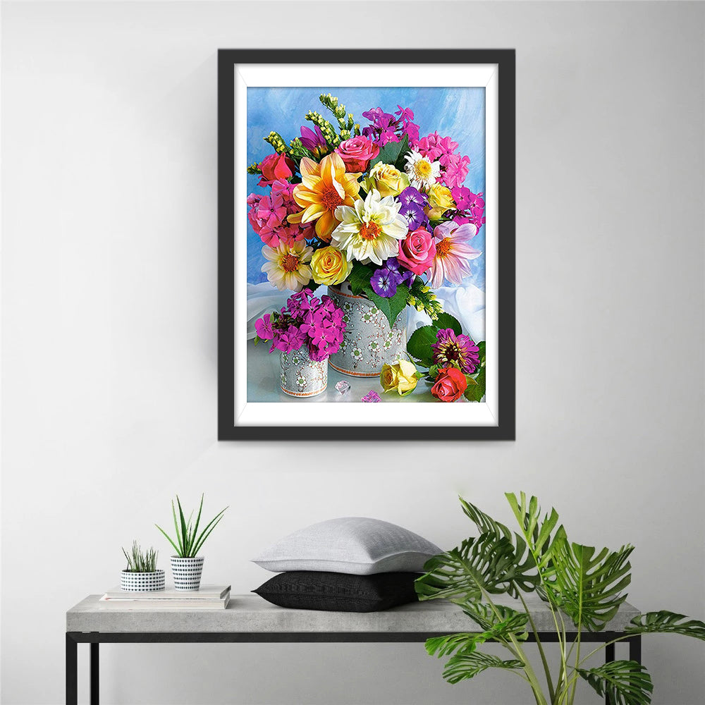 Colorful Dahlias and Roses Diamond Painting