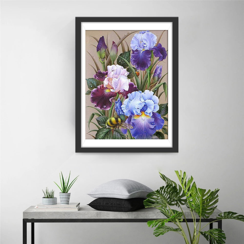 Blue and Pink Irises Diamond Painting