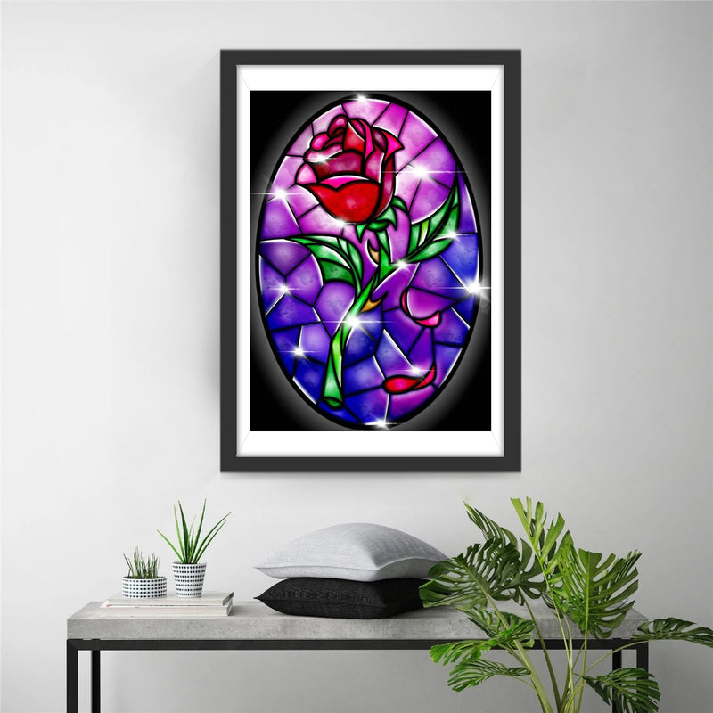 Red Rose Stained Glass 5D DIY Diamond Painting Kits