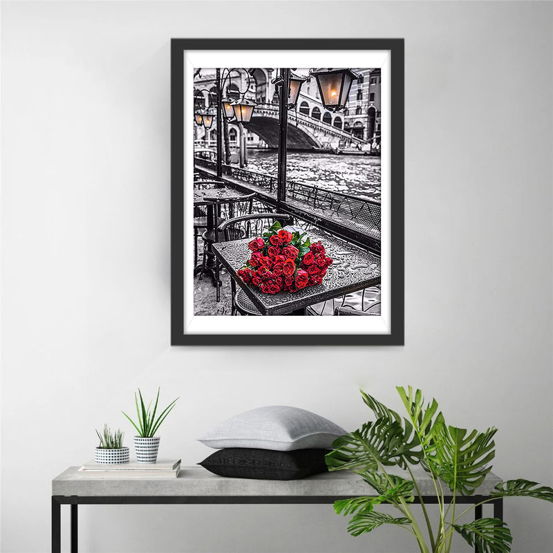 A Bouquet of Red Roses and the Bridge 5D DIY Diamond Painting Kits