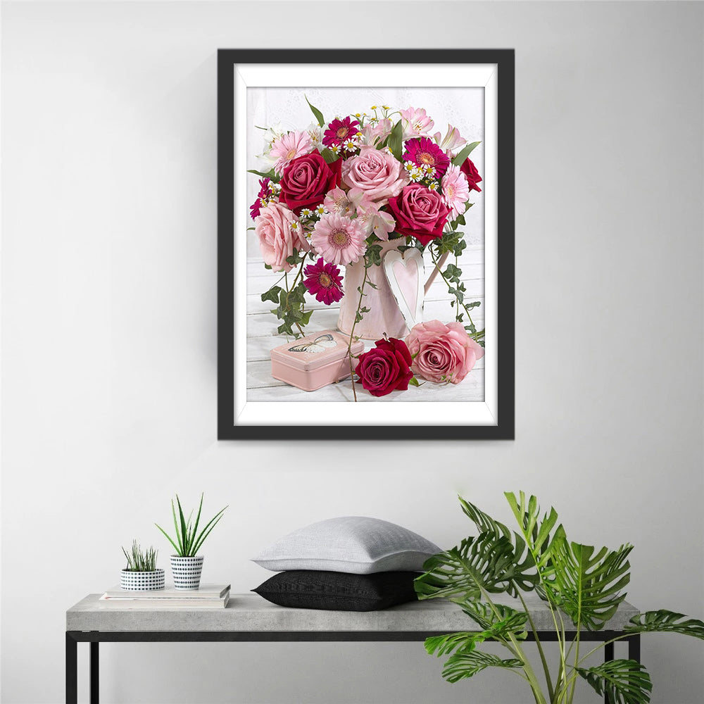 Pink Roses and Chrysanthemums Diamond Painting