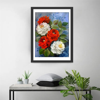 Red and White Roses 5D DIY Diamond Painting Kits