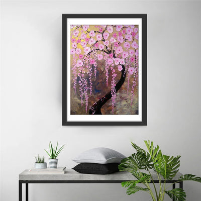 Tree of Pink Flowers Drawn Diamond Painting