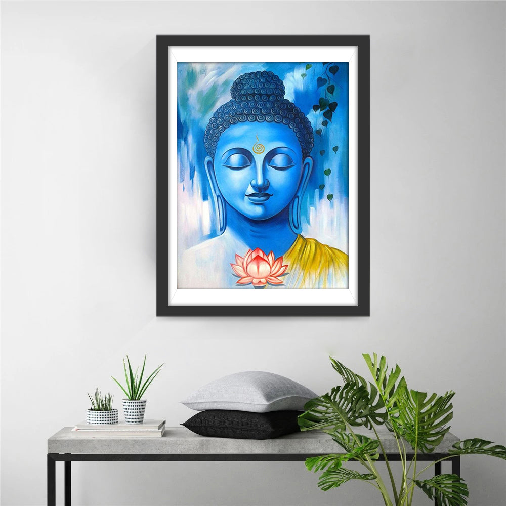 Lotus and Blue Buddhist Statue Diamond Painting