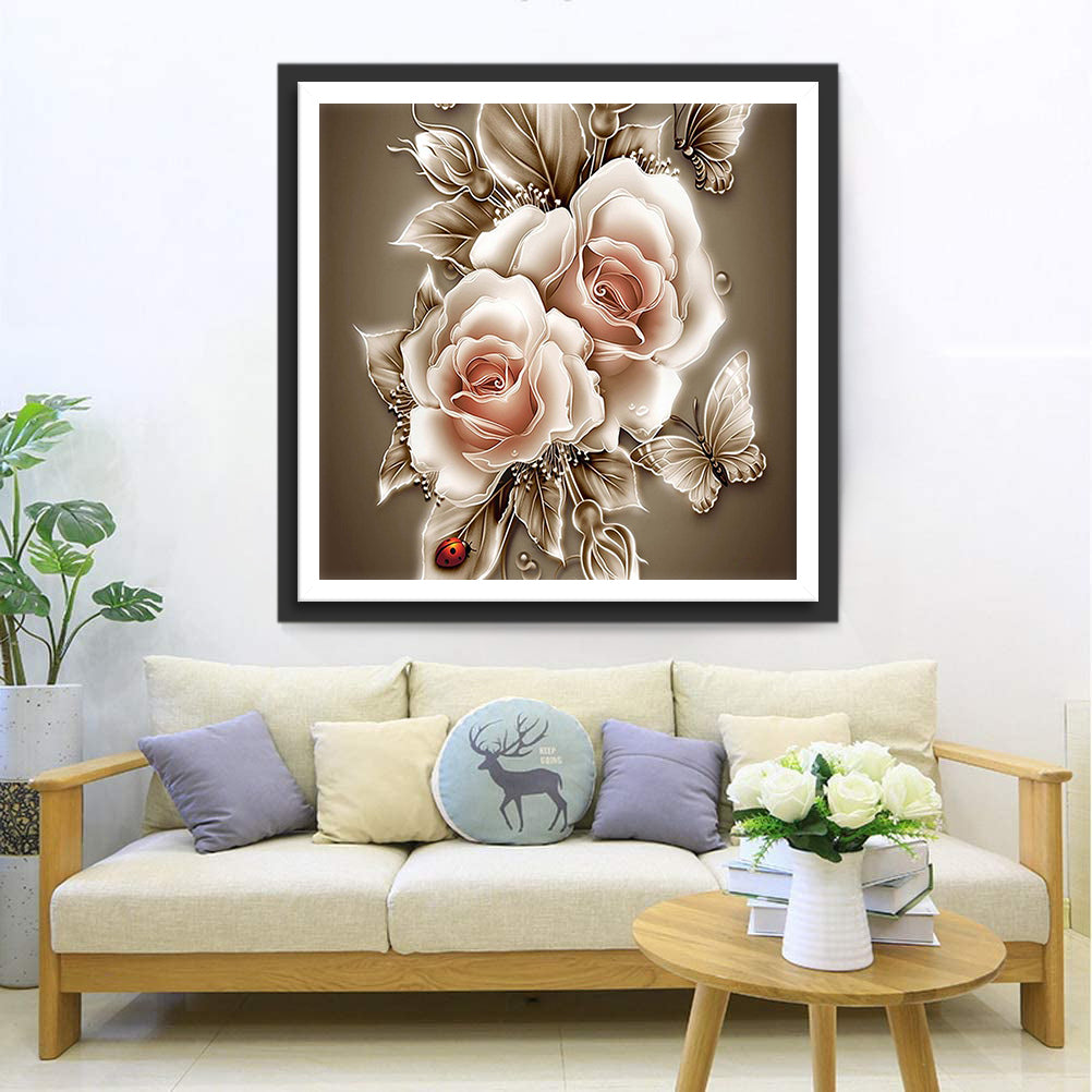 Roses and Butterflies Diamond Painting