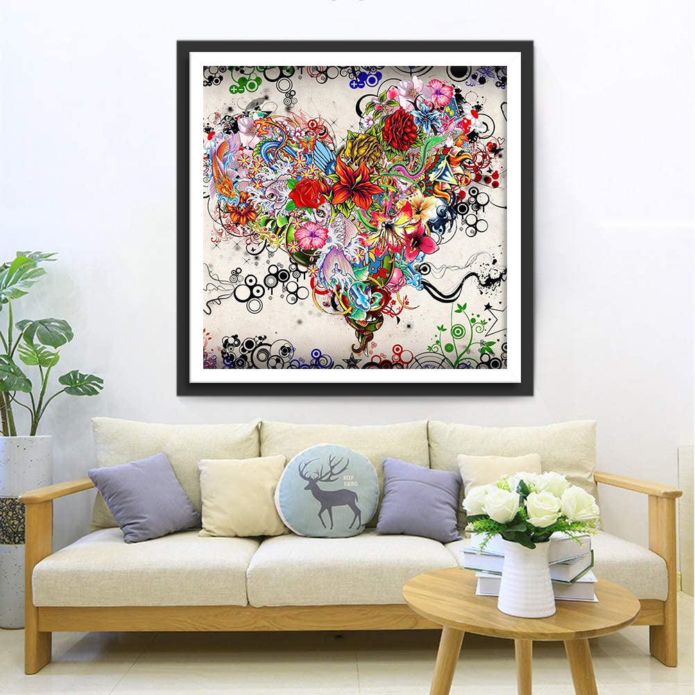 Flower Heart Diamond Painting