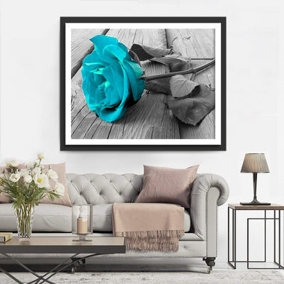 Blue Rose on Wood 5D DIY Diamond Painting Kits