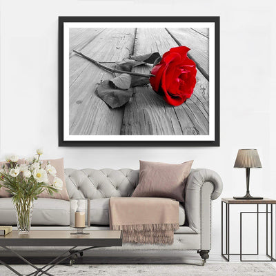 Red Rose on Wood 5D DIY Diamond Painting Kits