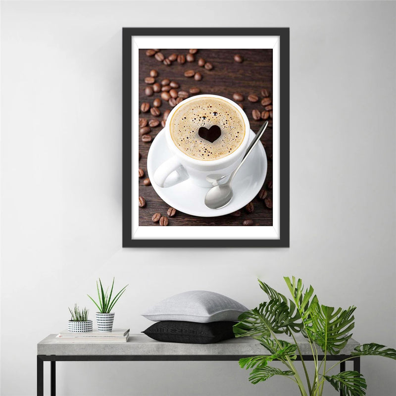 A Cup of Coffee and Heart Diamond Painting