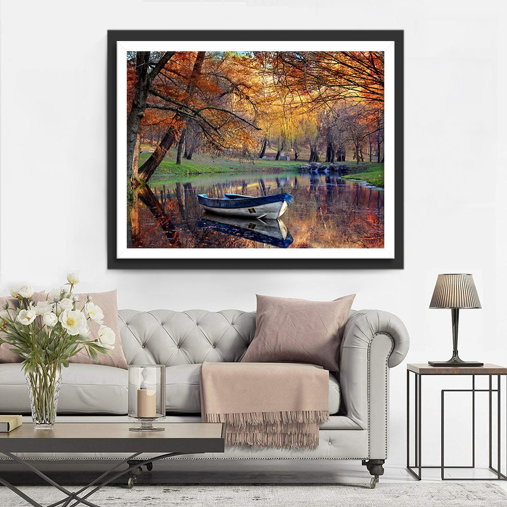 Autumn Forest and Stream Diamond Painting