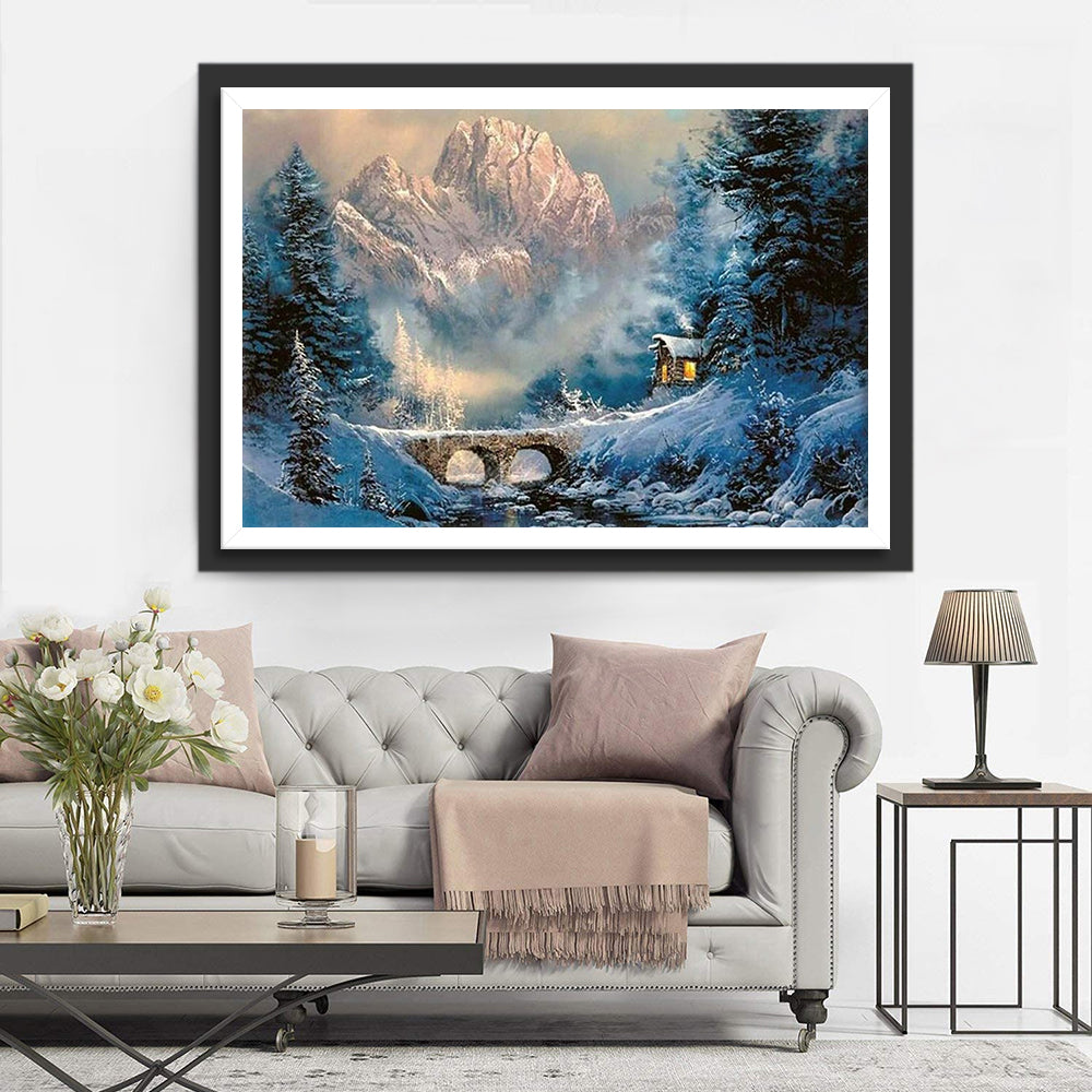 Chalet and Winter Bridge Diamond Painting