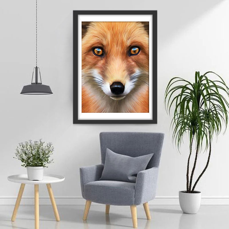 Red Fox with Orange and Black Eyes Diamond Painting