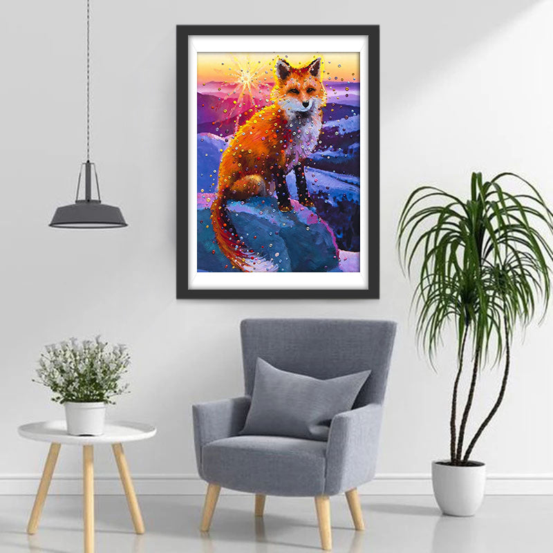 Red Fox and Multicolored Beads Diamond Painting