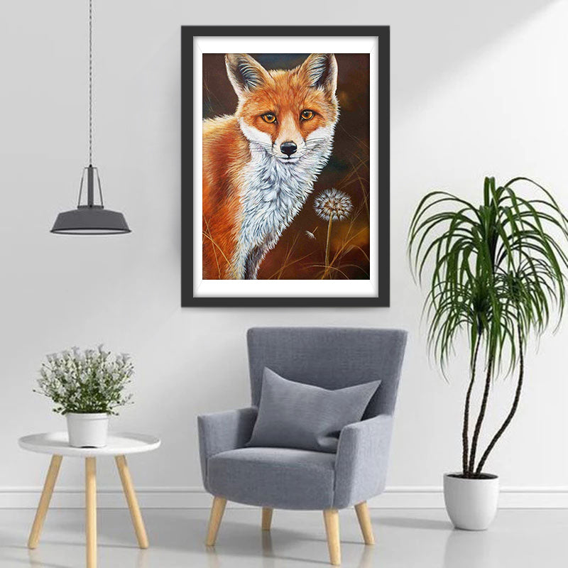 Red Fox and Dandelion Diamond Painting