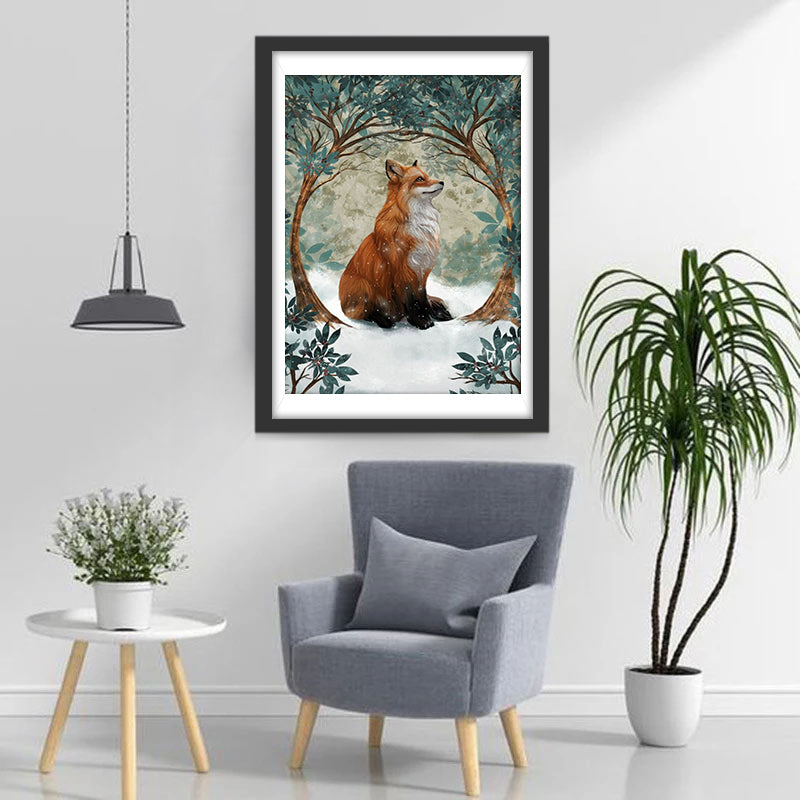 Red Fox and Trees Diamond Painting
