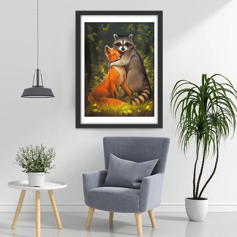 Fox and Racoon Diamond Painting