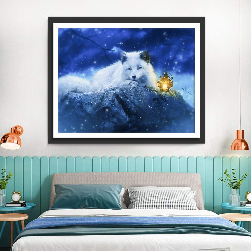Polar Fox and Lamp Diamond Painting