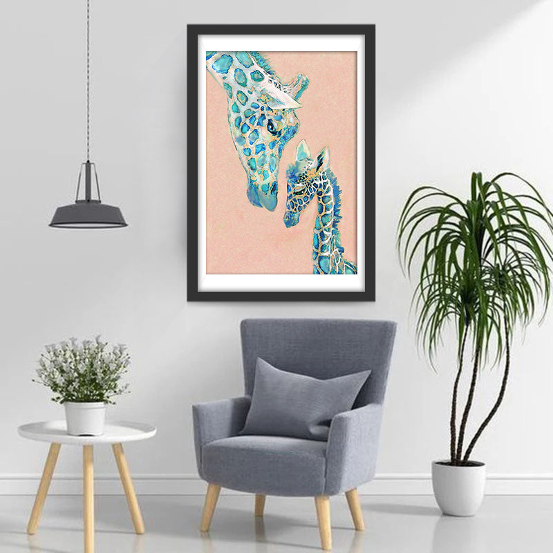 Giraffe in Blue Spots Diamond Painting