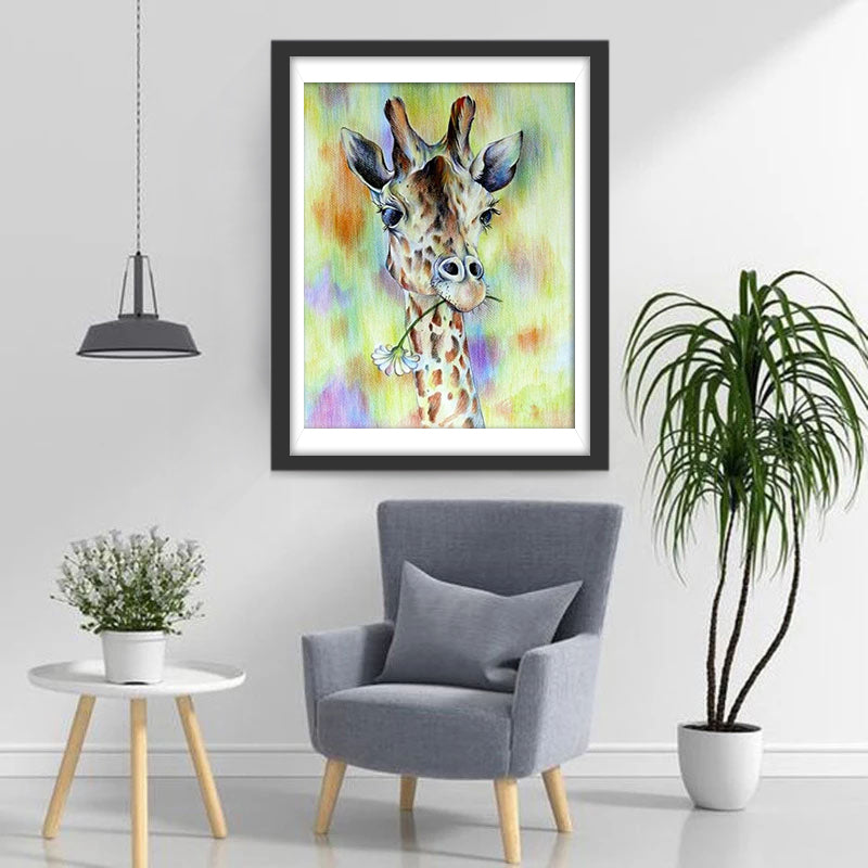 Giraffe Eating Daisy Diamond Painting