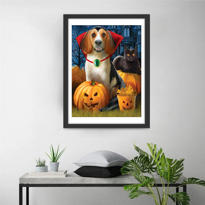 Vampire Dog and Black Cat Diamond Painting