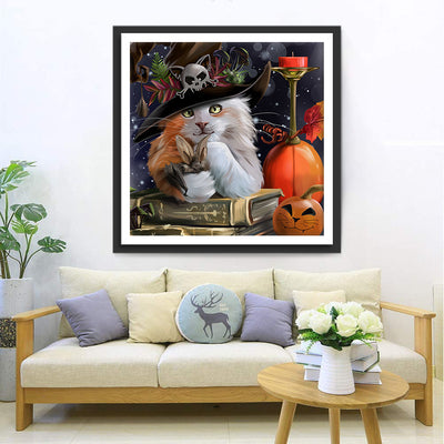 Beautiful Long Haired Cat and Bat Diamond Painting